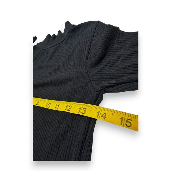 Free People Black Ribbed Mock Neck Long Sleeve W/ Braided Back Size Small - Picture 6 of 8